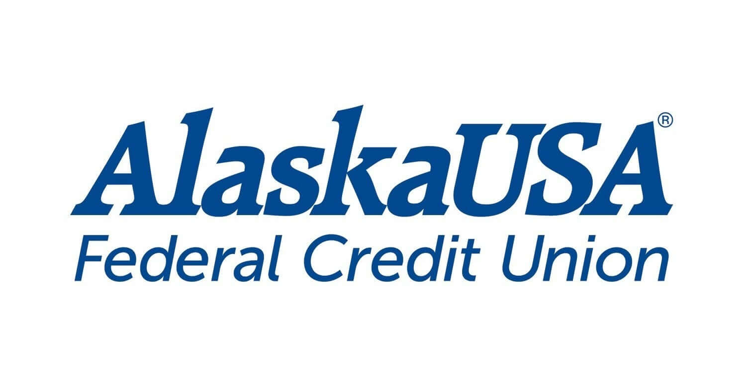 AlaskaUSA letters in blue with white background