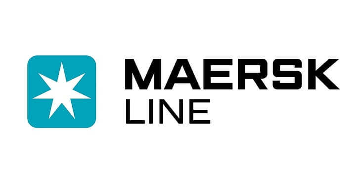 Blue star with black letters Maersk line logo
