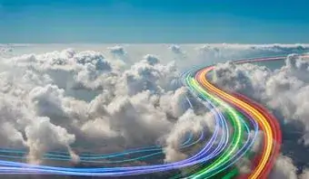 Rainbow lanes over the clouds.