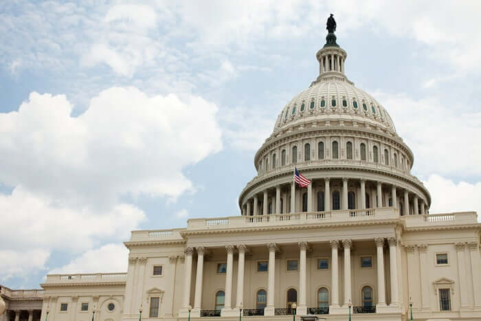 United states government building with country flag.