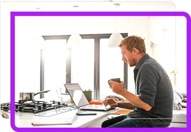 man at home kitchen working