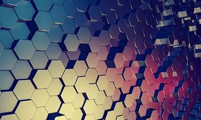 A blue background with hexagonal pattern