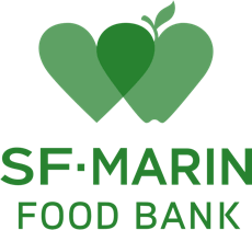 Heart shaped logo of SF Marin Food Bank on a transparent background.