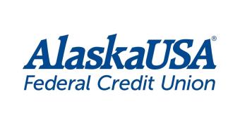 AlaskaUSA letters in blue with white background
