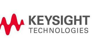 Bold black letters Keysight Technologies Red Color wave