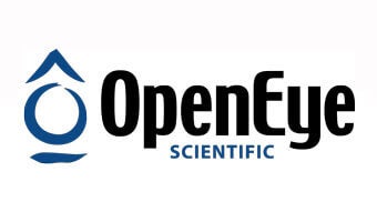 A OpenEye with list blue colored logo beside.