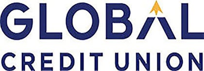 Letters in blue with white background