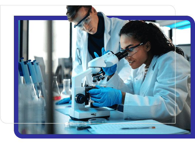 Doctors are checking the samples under a microscope.