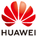 Huawei logo represented with black letters and red flower resembles rising sun.