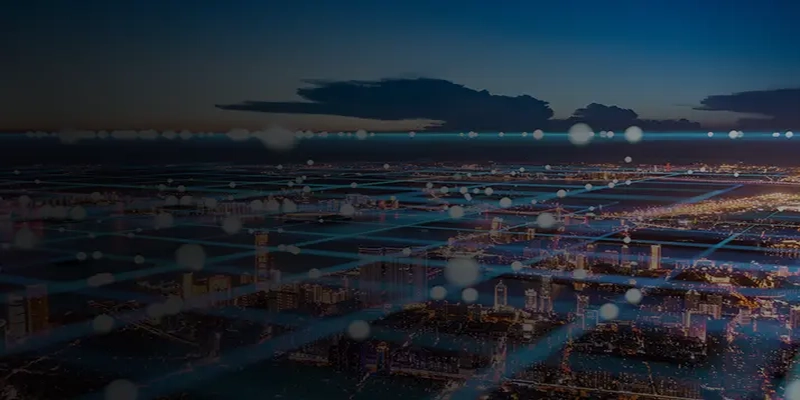 The city night view of Xiamen, Fujian and the concept of network big data communication