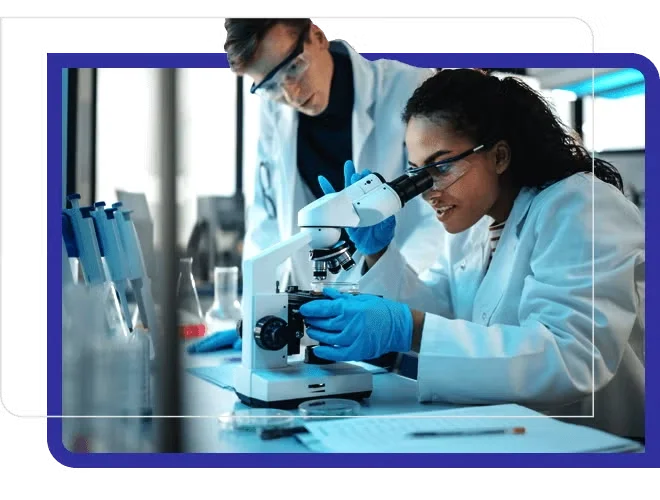 Doctors are checking the samples under a microscope.