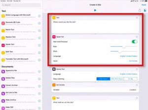 add some text and asking the shortcut to say that text