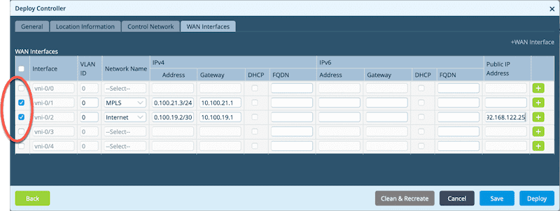 Selecting VNI Interfaces