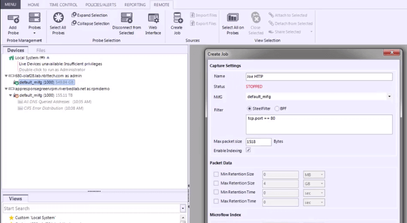 Saving a packet capture in Packet Analyzer Plus for off-line analysis