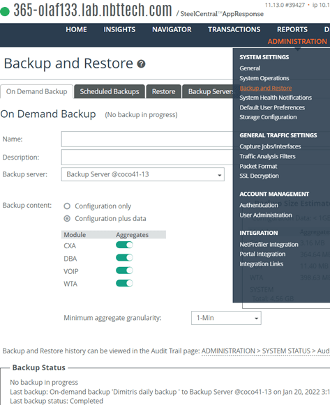 The new Backup and Restore feature is found under System Settings.