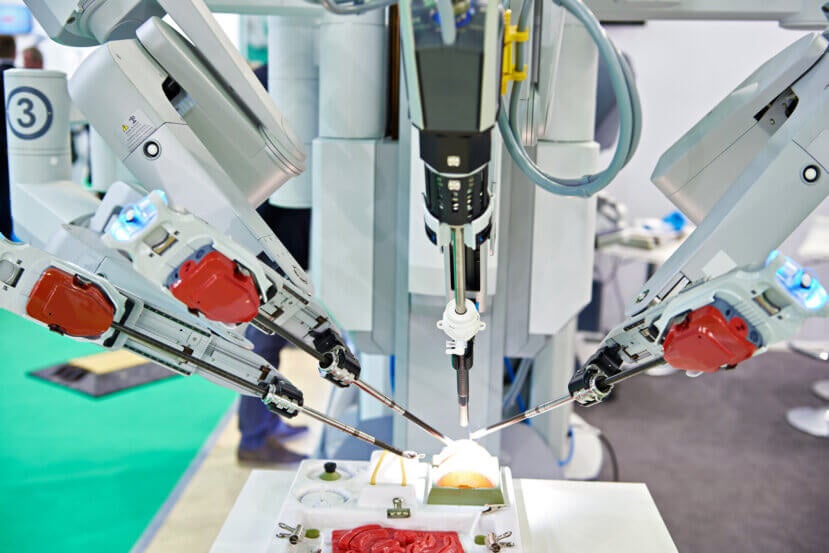 Picture of surgical robot in hospital.